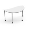 Mesa de sala de aula Desk21 em formato semicircular onda e regulável , com estrutura de aço e rodízios para ambiente escolar